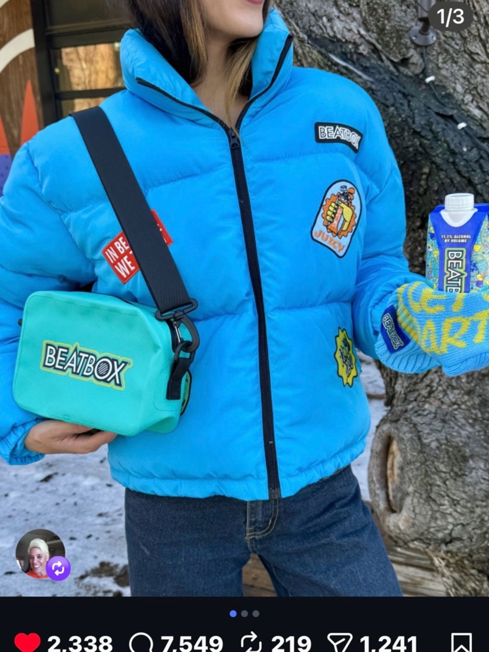 Beatbox Light Blue Puffer Jacket - Drinking Team XL - Picture 7 of 9